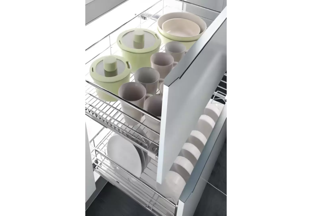 Kệ Xoong Nồi Ray Giảm Chấn Bắt Mặt Hộc Inox 304 (303111, 303112, 303113) – Higold