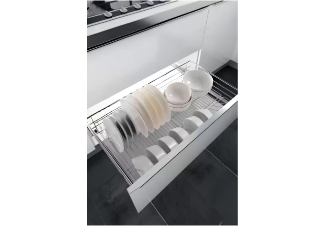 Kệ Chén Dĩa Ray Giảm Chấn Bắt Mặt Hộc Inox 304 (303601, 303602, 303603) – Higold