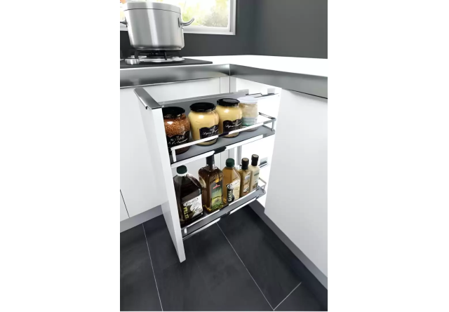 Kệ Gia Vị 2 Tầng Diamond Giảm Chấn Màu Inox (304302 – 300mm) – Higold